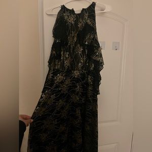 NEW LONG TAHARI HAIR Black/Gold/Blush Dress long wedding, prom and evening dress